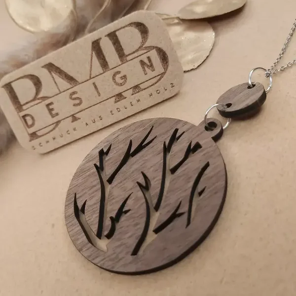Echtholz / Edelstahl Kette | Echtholz Schmuck |  Branches | Gefertigt aus Walnuss