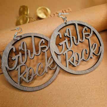 Echtholz Ohrringe | Echtholz Schmuck | "Rock Girls" | Schwarze Walnuss.