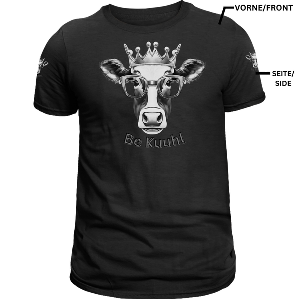 T-Shirt Unisex  "Be Kuuhl" 4 Seitiger Druck - König Alfons White/Black