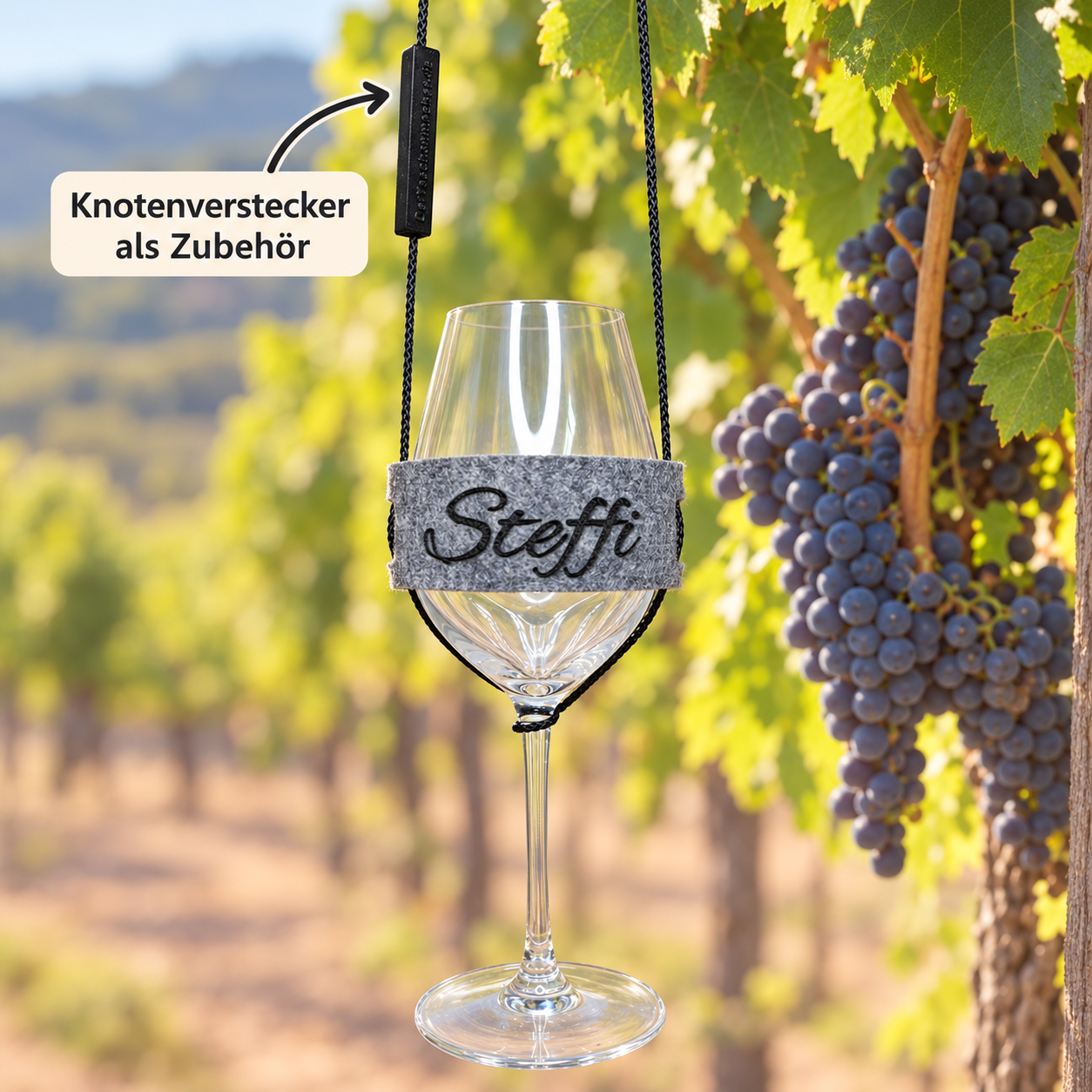 Weinglashalter zum Umhängen | Glas Halter | Filz | mit Personalisierung