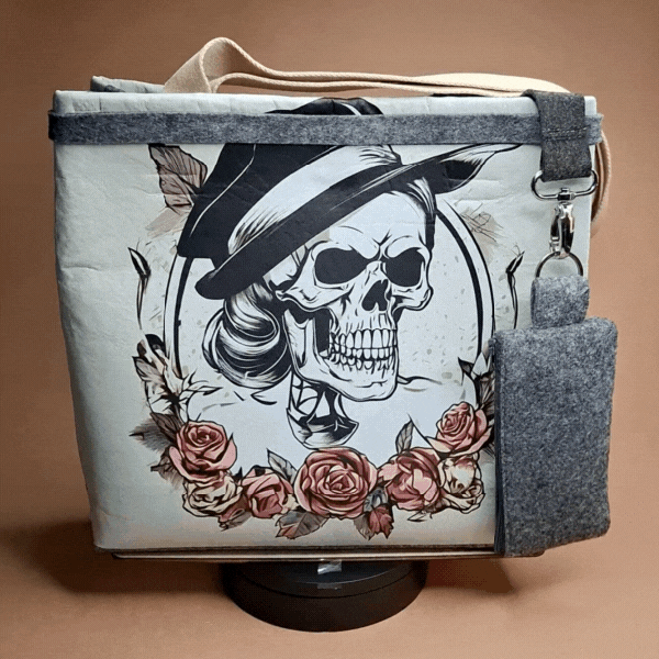 Pin up Hand und Schultertasche "Totenkopf Black/Roses"