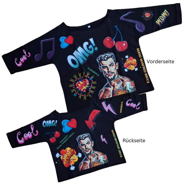 Flash Dance BMB Design Sweat Shirt Unisex mit Pin up Print  Black