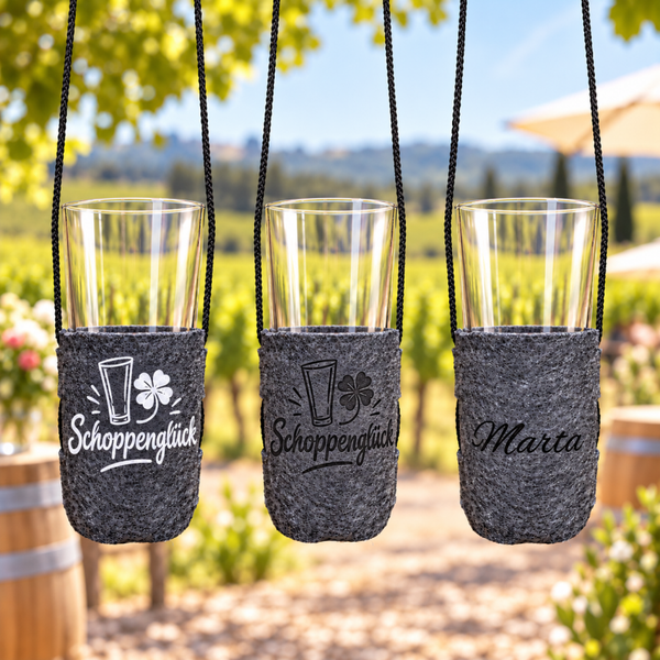 Mainzer Weinstange Glas Halter in 2 Größen – Sicher, Stylisch & Praktisch! (0,4 Liter Mainzer Weinstange) Mit oder ohne Gravur.