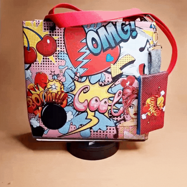 Pin up Hand und Schultertasche "Woman Pink/Red"