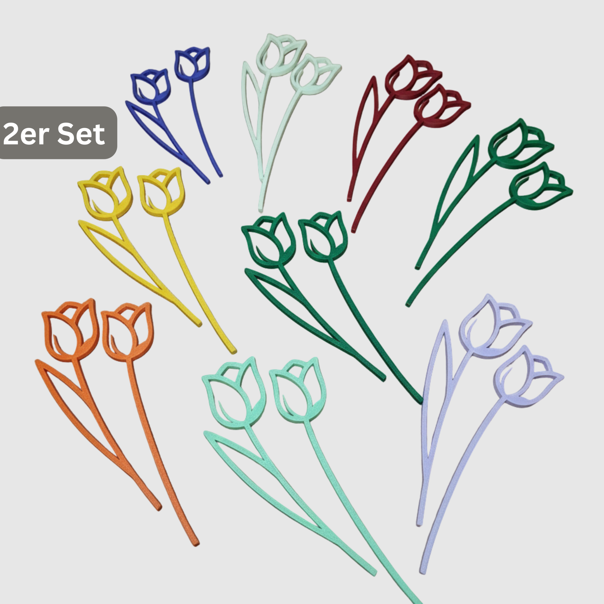 Deco Tulpen Silhouette 2er Set (PLA, biologisch abbaubar)