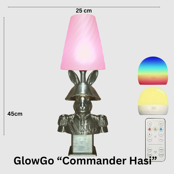 GlowGo - Tischlampe “Commander Hasi” - Eleganz trifft Nachhaltigkeit