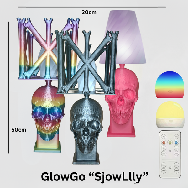 GlowGo - Tischlampe Totenkopf “SjowLlly” - Eleganz trifft Nachhaltigkeit