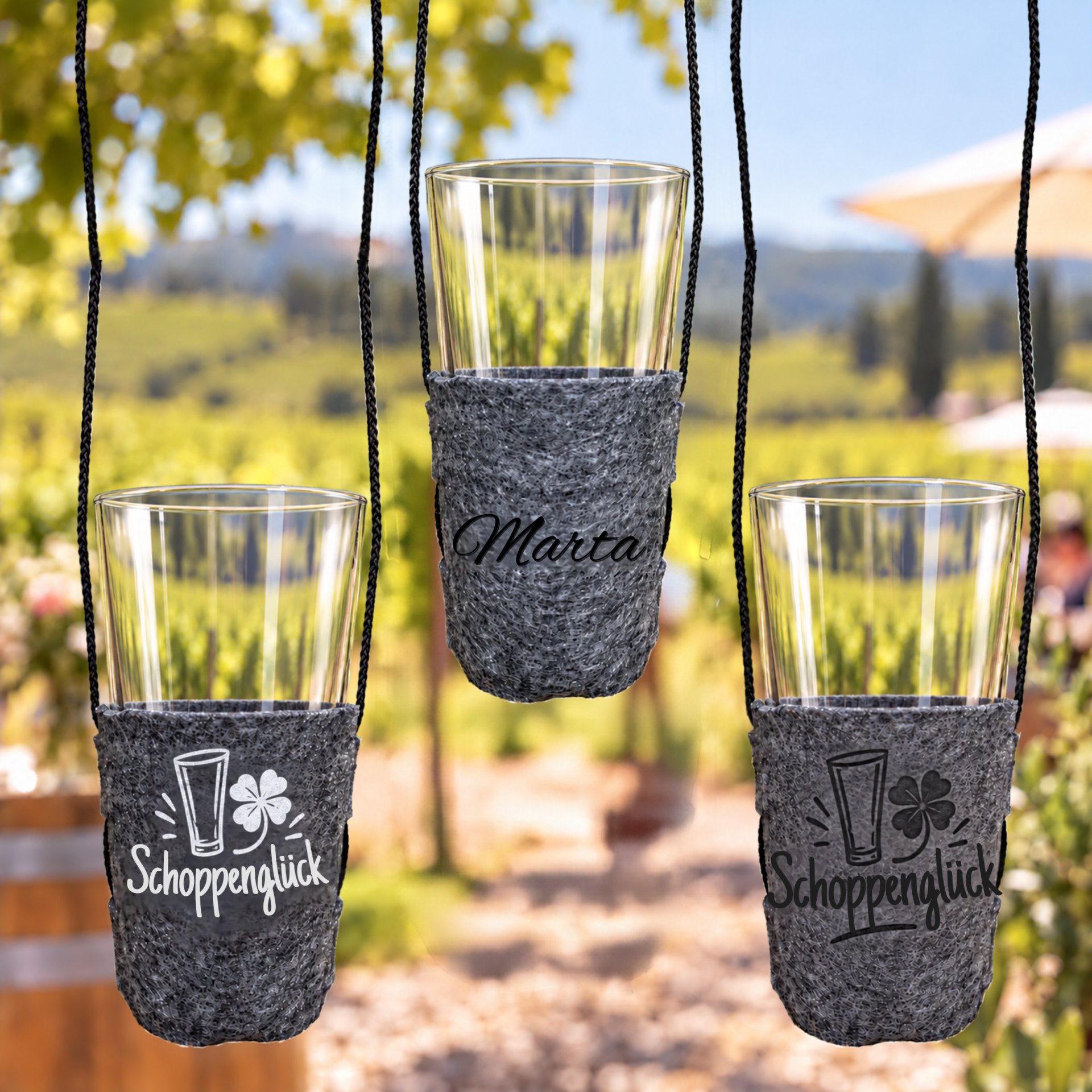 Mainzer Weinstange Glas Halter in 2 Größen – Sicher, Stylisch & Praktisch! (0,4 Liter Mainzer Weinstange) Mit oder ohne Gravur.