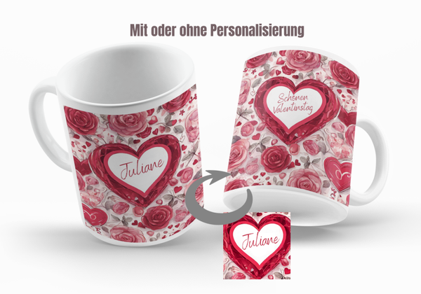 Motiv Kaffee Becher / Tasse - Valentinstag 6 - mit Herzen - Personalisierbar
