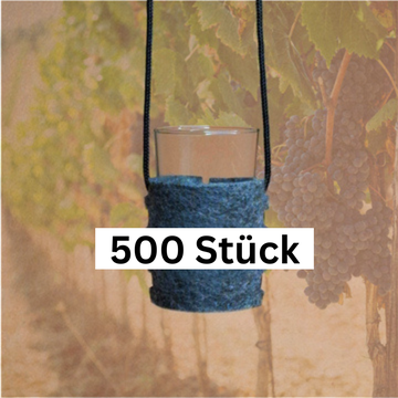 500 Weinglashalter zum Umhängen für Böckling Säntisbecher 0,1 | Glas Halter | Filz | Blanko inkl. Trageschnur