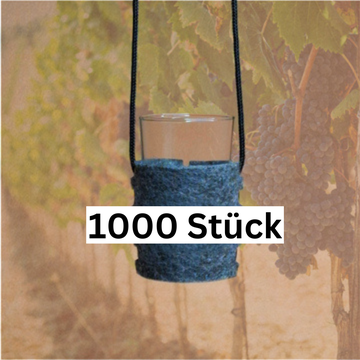 1000 Weinglashalter zum Umhängen für Böckling Säntisbecher 0,1 | Glas Halter | Filz | Blanko inkl. Trageschnur