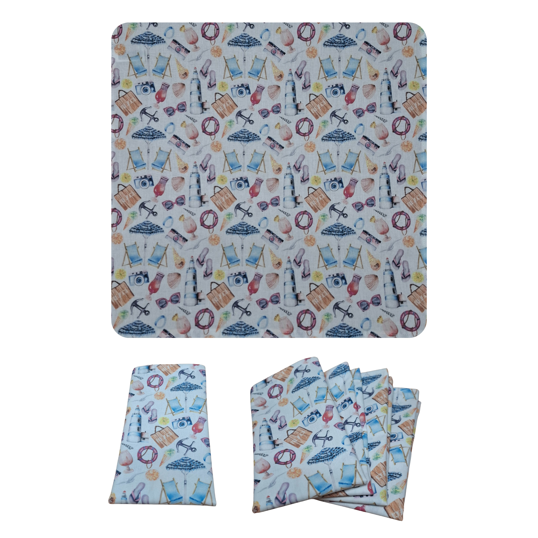 Designer-Stoffservietten "Sommer" aus Canvas (40 x 40 cm)