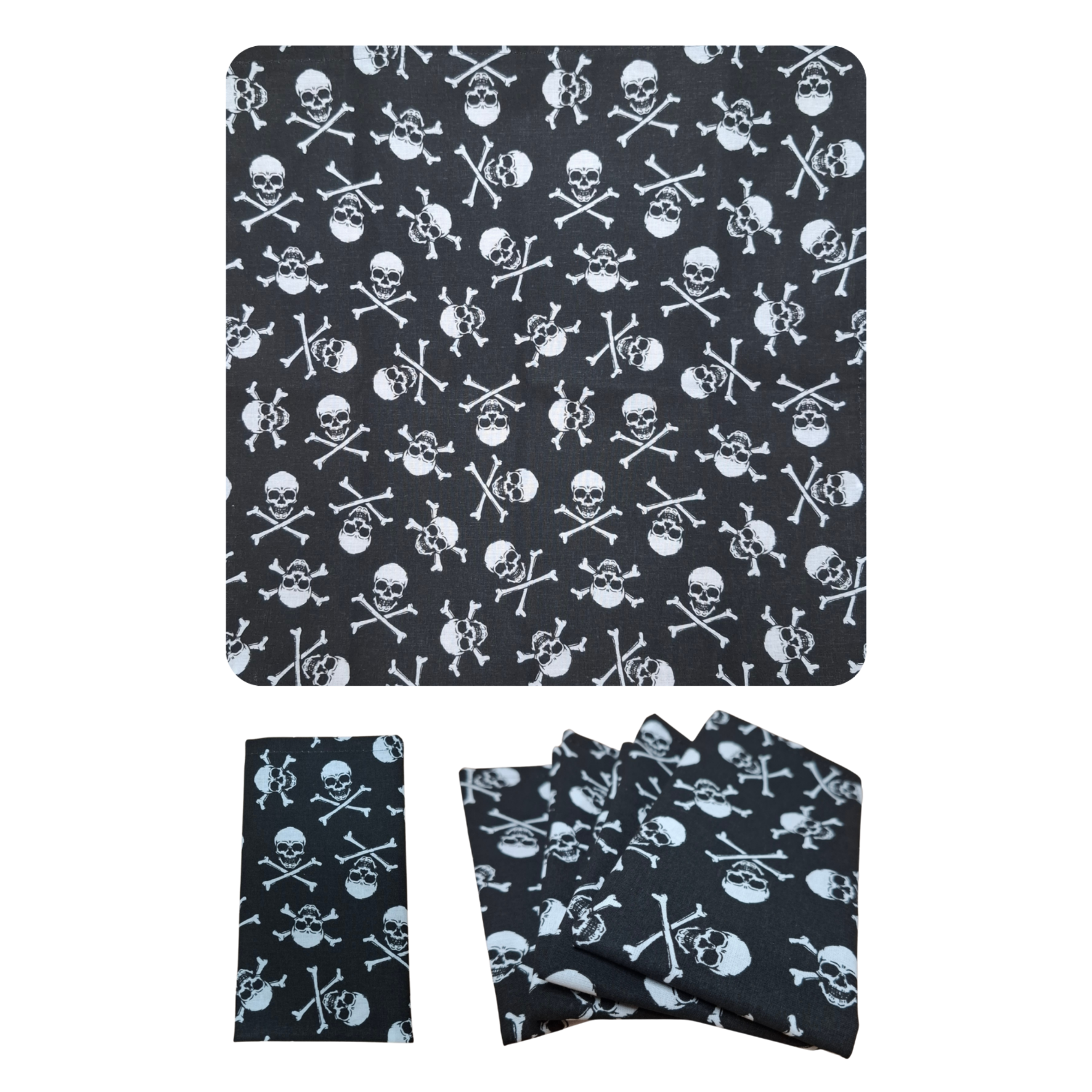 Designer-Stoffservietten "Totenkopf" aus Canvas (40 x 40 cm)