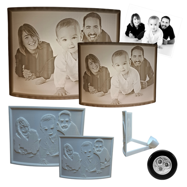 Foto Lampe Lithophane mit Halterung für LED Licht