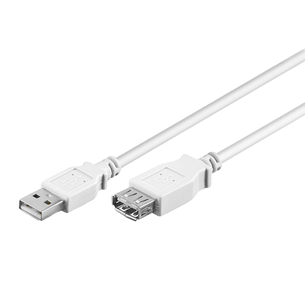 USB 2.0 Hi-Speed Verlängerungskabel A Stecker  A Buchse weiß - Länge: 1 m