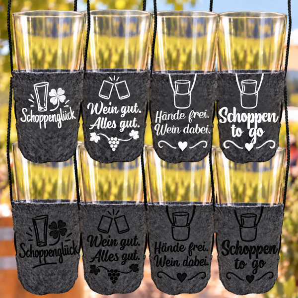 8 Mainzer Weinstange Glas Halter in 2 Größen – Sicher, Stylisch & Praktisch! (0,4 Liter Mainzer Weinstange) Mit oder ohne Gravur.