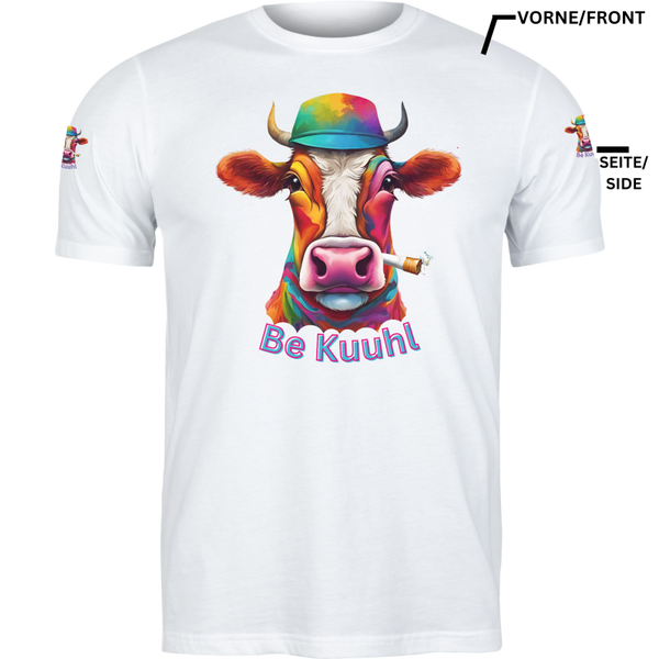 T-Shirt Unisex "Be Kuuhl"  4 Seitiger Druck - Hanf Bauer Willi Color