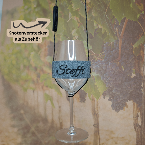 Weinglashalter zum Umhängen | Glas Halter | Filz | mit und ohne Personalisierung | in 7 Farben