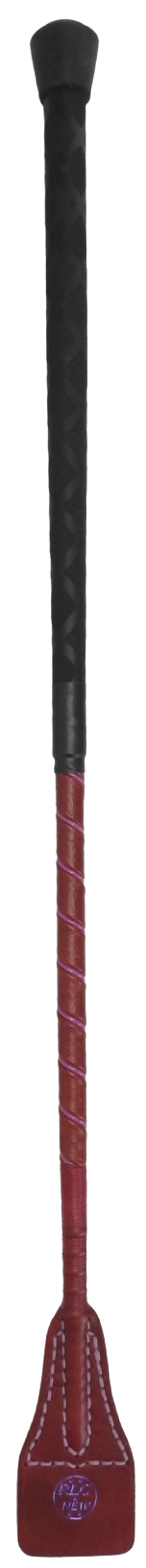 Hippique 55cm simili cuir rouge et liseré large rose