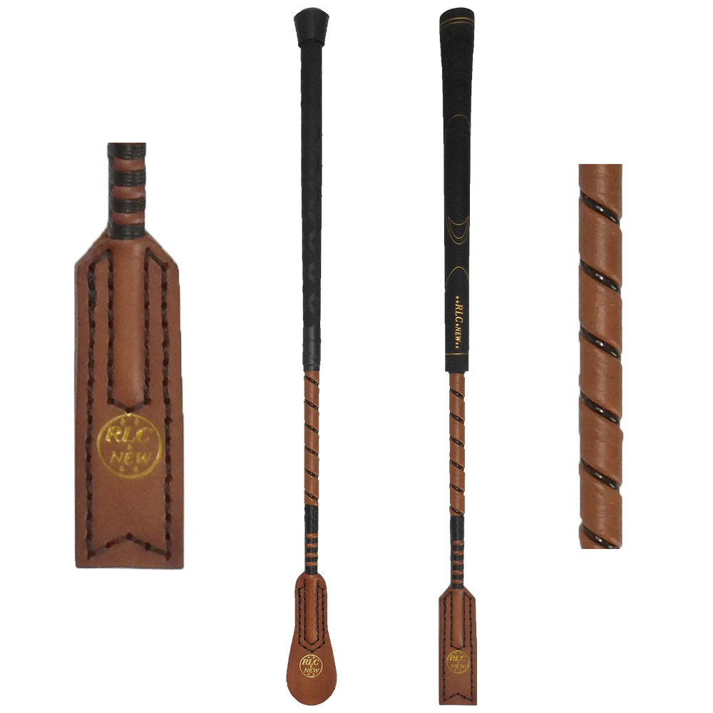 Cravache Courte Hippique, 50 cm, Marron et liseré large