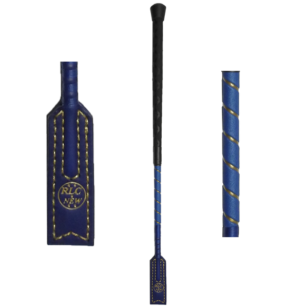 Cravache Courte Hippique, 50 cm, Bleu (roi) et liseré large