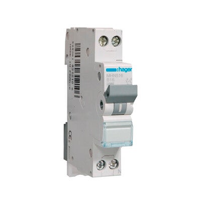 Hager installatieautomaat 1P+N 16A B-kar