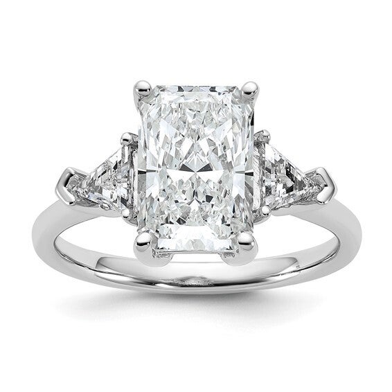 Certified Lab Grown Diamond Radiant and Triangle Complete Three Stone Ring