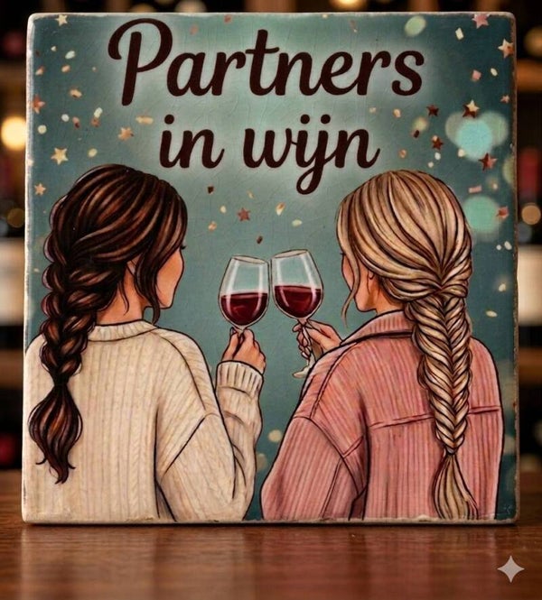 Tegeltje partners in wijn