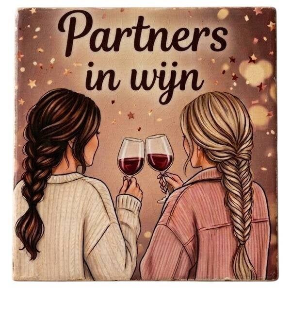 Tegeltje partners in wijn