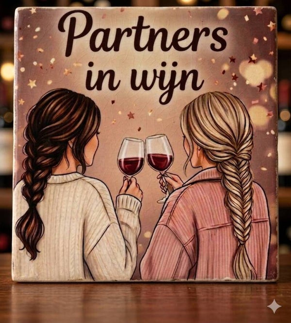 Tegeltje partners in wijn