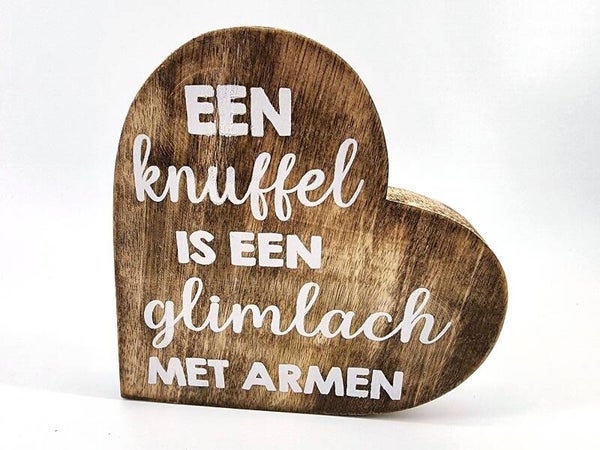 Tekstbord een knuffel is een glimlach 25 cm