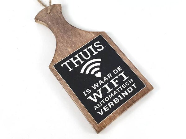 Tekstbord thuis is waar de wifi automatisch verbindt