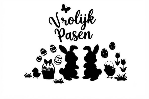 Vrolijk pasen raamsticker