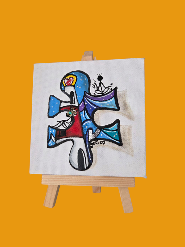 SOS - Save Our Souls - origineel handgeschilderd kunstwerk op mini canvas