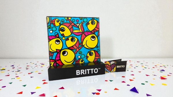 Romero Britto glazen onderzetters op houder