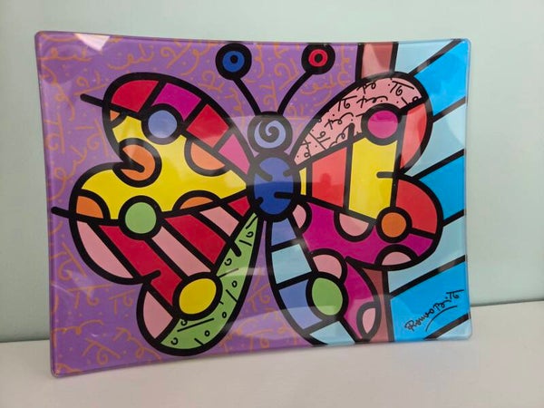 Romero Britto Butterfly glass plate