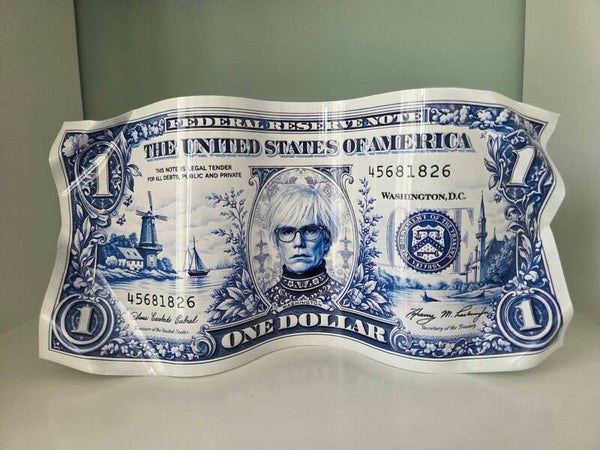 Mister Goo - Delftsblauwe dollarbiljet met Andy Warhol