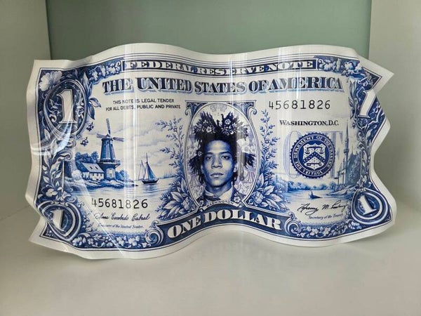 Mister Goo- Delftsblauwe Dollar biljet Basquiat