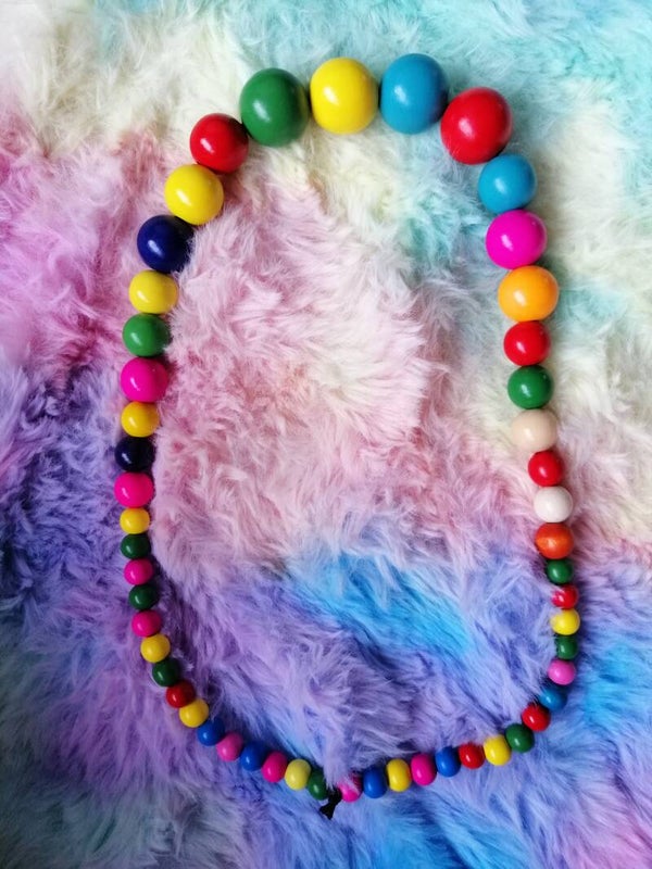 Boheemse houten kralen ketting