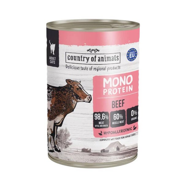 Country of Animals (Wiejska Zagroda) Monoprotein Katten 12x400g. BEEF