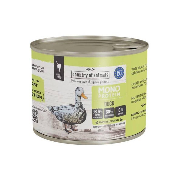 Country of Animals (Wiejska Zagroda) Monoprotein Katten 12x200g. DUCK