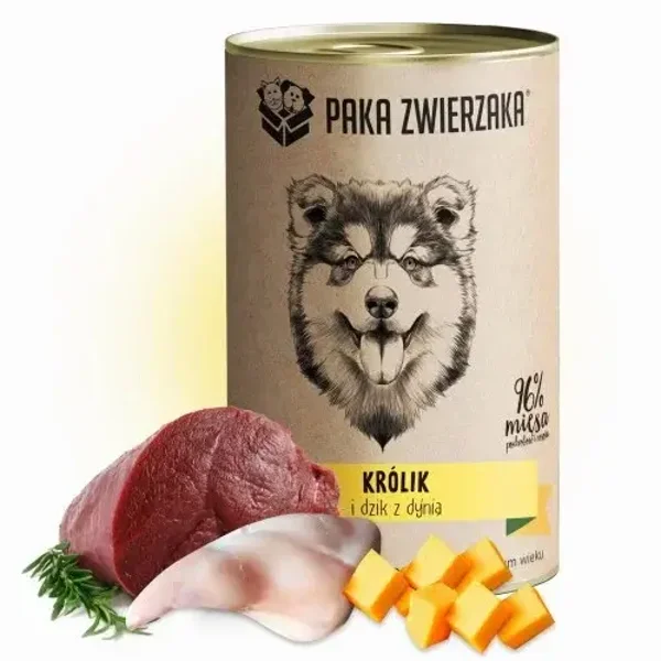 6x400g. Paka Zwierzaka Dog Rabbit and Wild Boar with Pumpkin