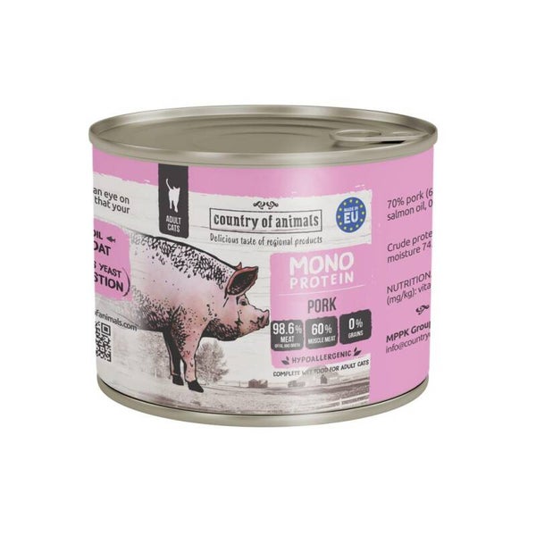 Country of Animals (Wiejska Zagroda) Monoprotein Katten 12x200g. PORK