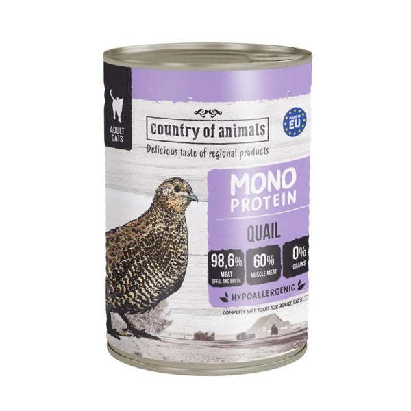 Country of Animals (Wiejska Zagroda) Monoprotein Katten 12x400g. QUAIL