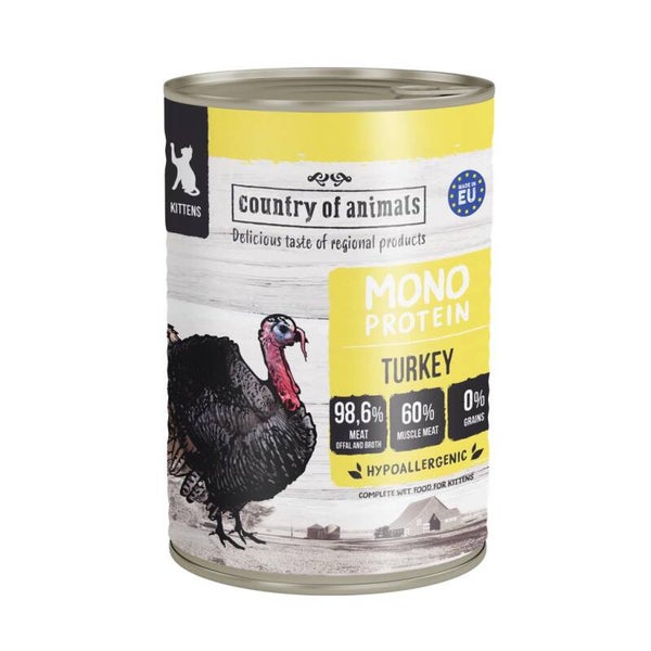 Country of Animals (Wiejska Zagroda) Monoprotein Kittens 12x400g. TURKEY