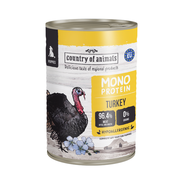 Country of Animals (Wiejska Zagroda) Puppies Monoprotein 12x400g. TURKEY