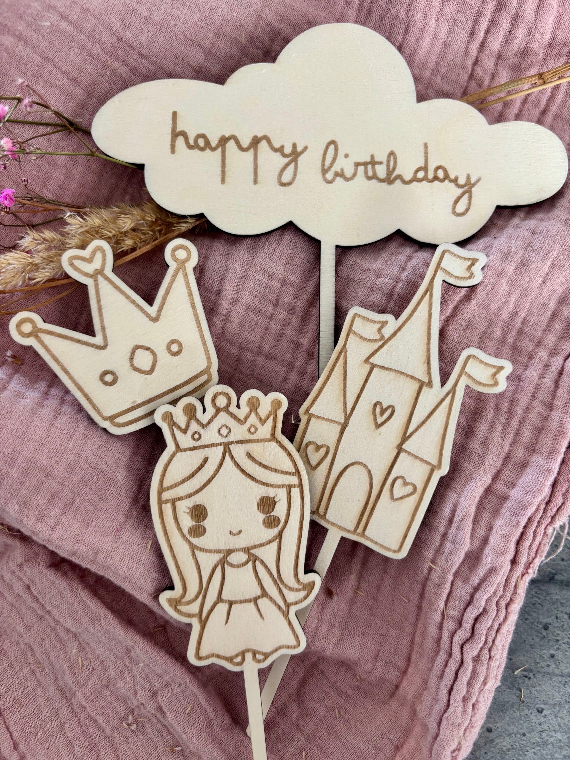 Cake Topper Set "Prinzessin" - Partydeko für die Geburtstagstorte