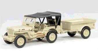 Schuco 1:43 Willys Jeep soft-top met aanhanger