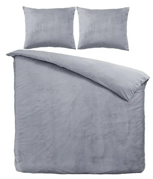 Velvet Couture dekbedovertrek grijs fluweel, lits jumeaux