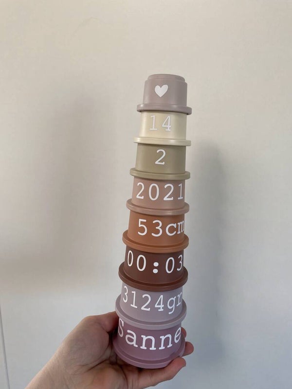 Mushie stapeltoren gepersonaliseerd